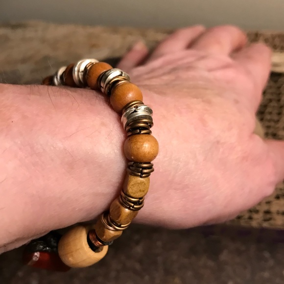 8 in.Unisex Bracelet Sterling Silver, Bronze,Wood, and Elk Horn Handmade - Picture 7 of 7